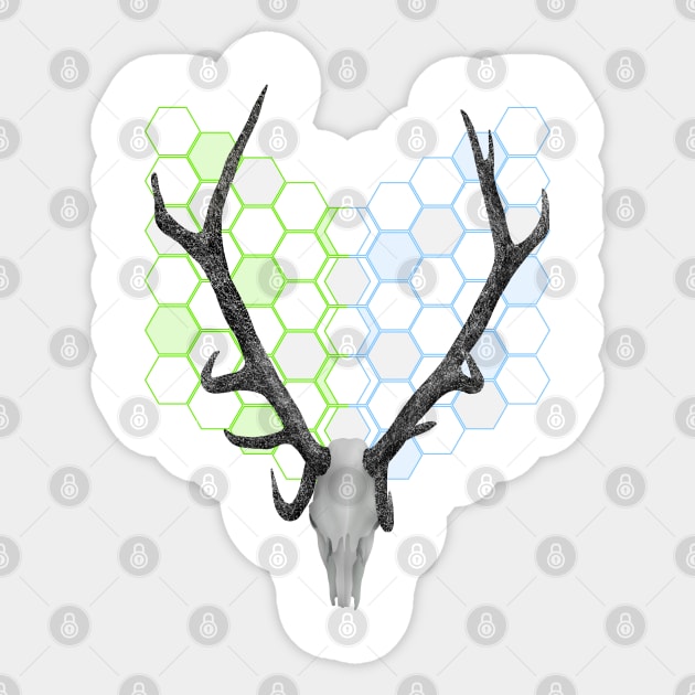 Stag Antlers Hexagon Pattern Sticker by mailboxdisco